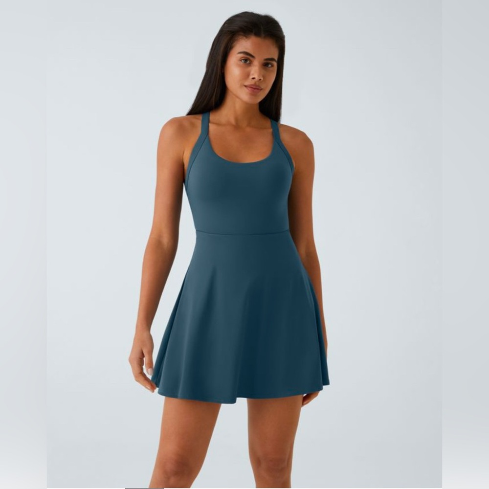 Halara Backless Twisted Flare Dance Active Dress Longer Length Easy Peezy Large